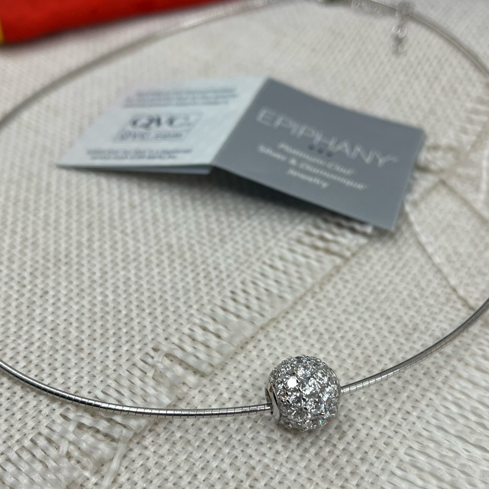925 Sterling Silver QVC Epiphany Diamonique Pavé Bead Necklace - Picture 15 of 16